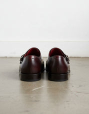 Handmade Mens brown double buckle dress shoes, Mens oxfords formal shoes - back-view