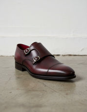 Handmade Mens brown double buckle dress shoes, Mens oxfords formal shoes - detail-view-showing-texture