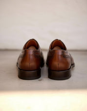 Handmade Mens brown lace up dress shoes, Men wingtip leather brogue shoes - back-view