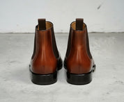 Handmade Mens brown leather chelsea boots, Men ankle boots, Men dress boot - back-view