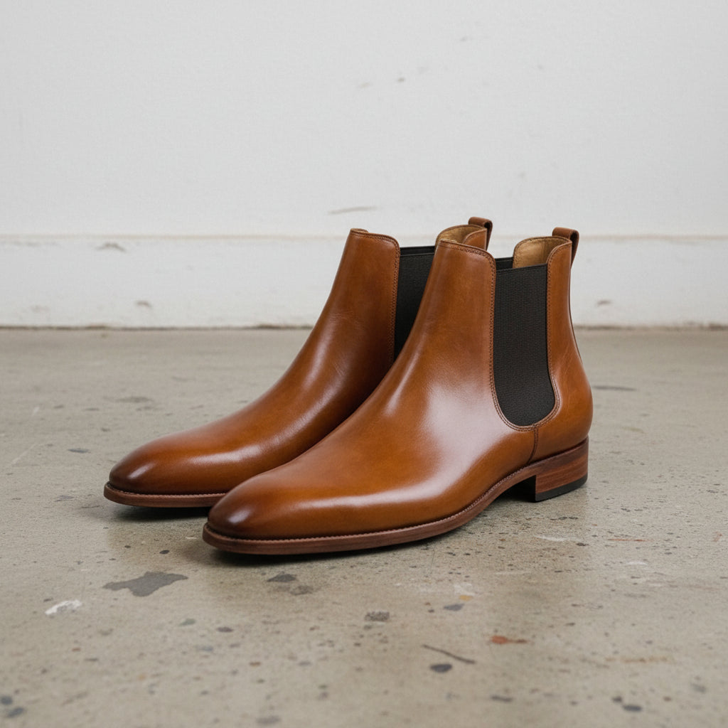 Handmade Mens brown leather chelsea boots, Men casual boot, Men dress boots - 3-4-right-view