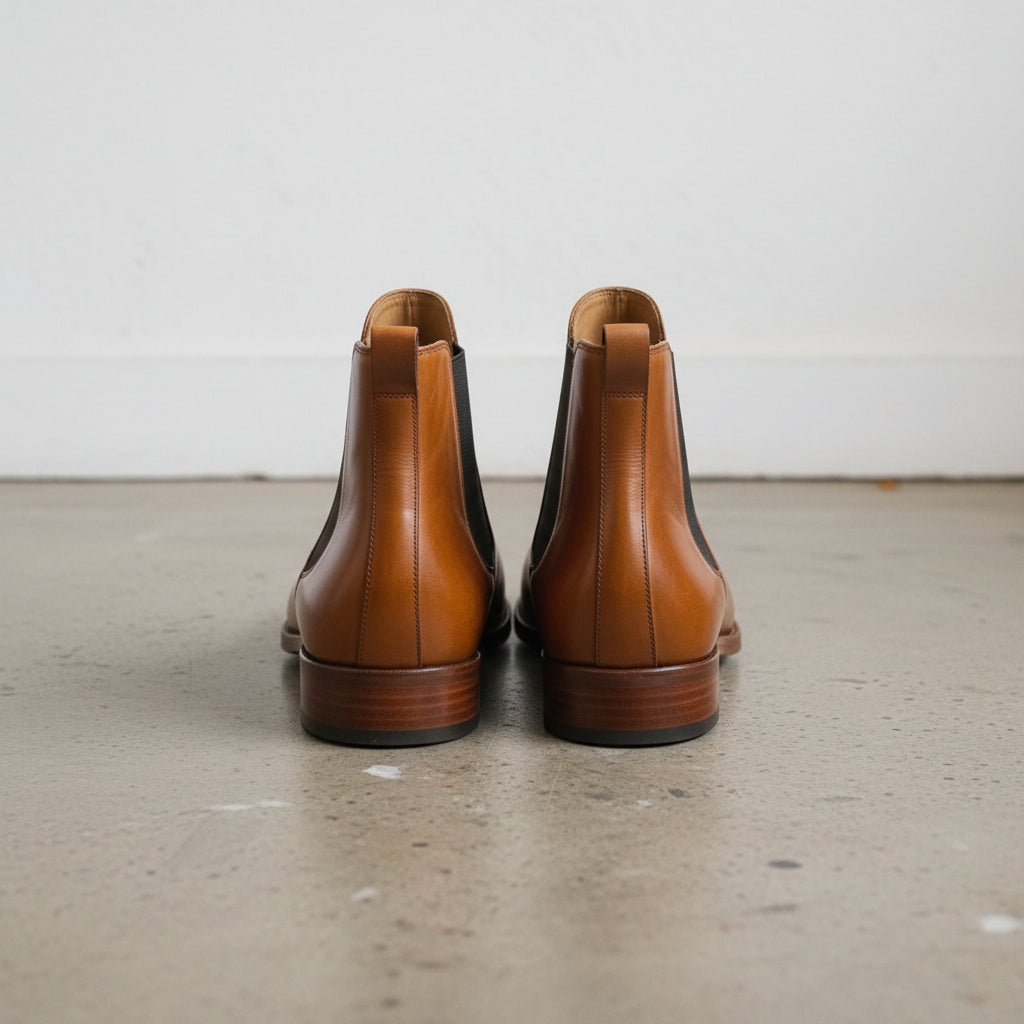 Handmade Mens brown leather chelsea boots, Men casual boot, Men dress boots - back-view