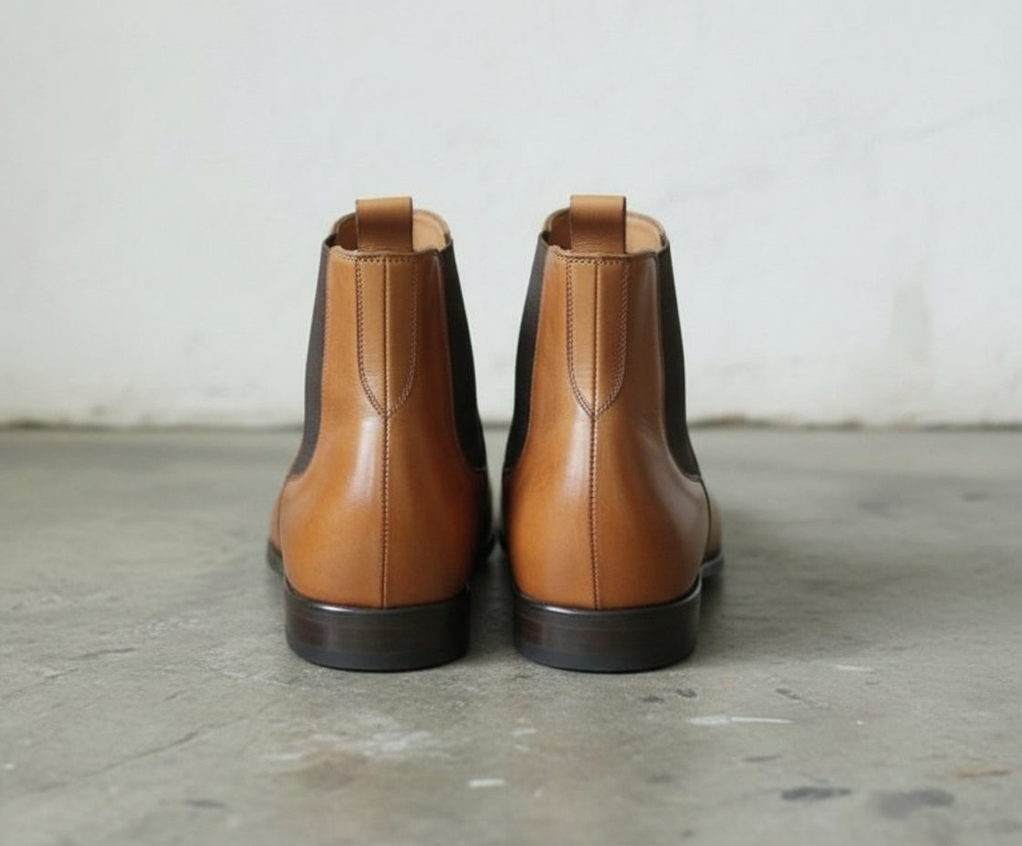 Handmade Mens brown leather chelsea boots, Men dress boots, ankle boots men - back-view