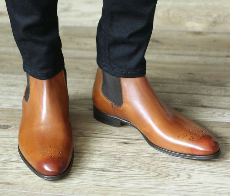 Handmade Mens brown leather chelsea boots, Men dress boots, ankle boots