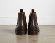 Handmade Mens brown leather chelsea boots, Men leather ankle dress boots - back-view