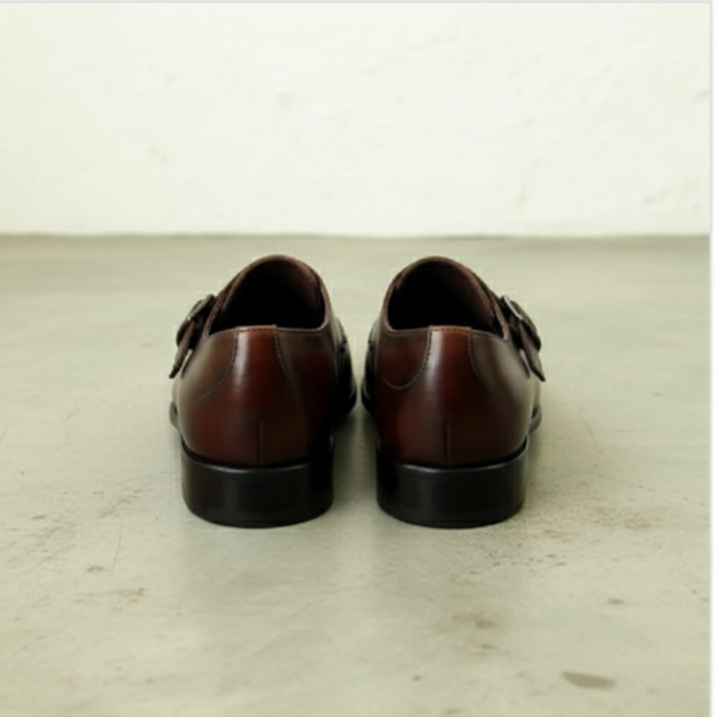 Handmade Mens Brown Leather Dress shoes, Brown leather formal shoes for men - back-view