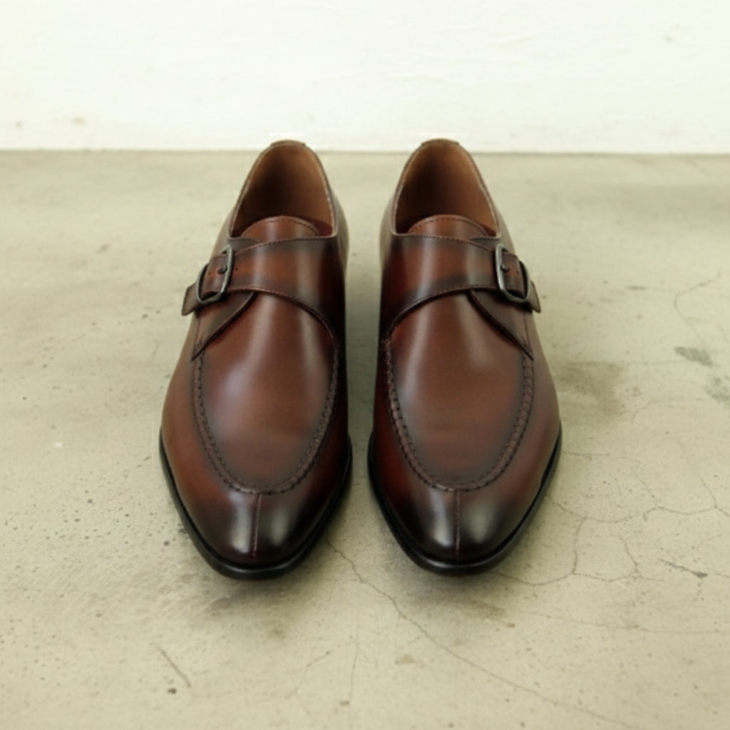 Handmade Mens Brown Leather Dress shoes, Brown leather formal shoes for men - front-view