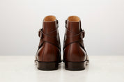 Handmade Mens Brown leather Jodhpurs boot Men monk strap leather ankle boot - back-view