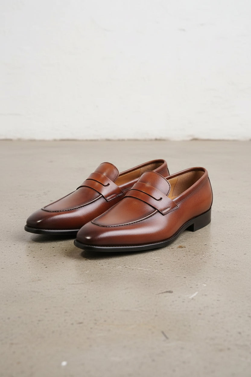 mens brown leather dress loafers Men's Apron-Toe Penny Elsley US 8.5 / Black dressed cities Steve Madden Men's Quincey Slip-On