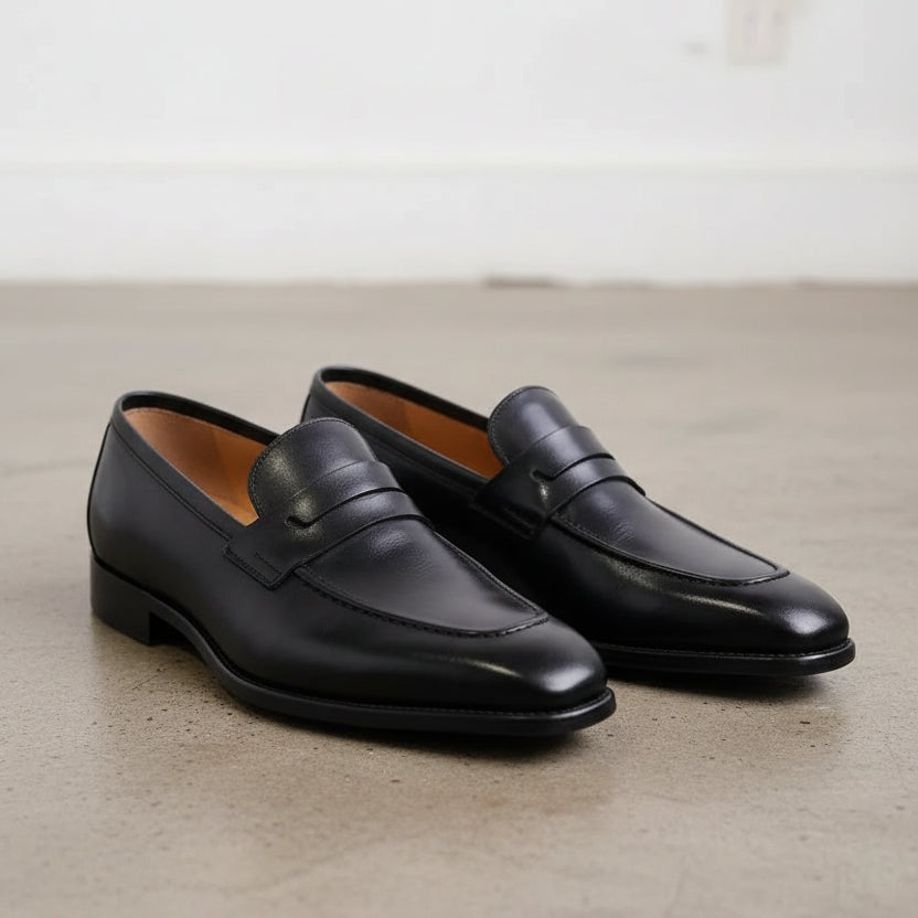 Handmade Mens brown leather moccasins, Men brown dress shoes, Gift for him - angle-view-showing-depth