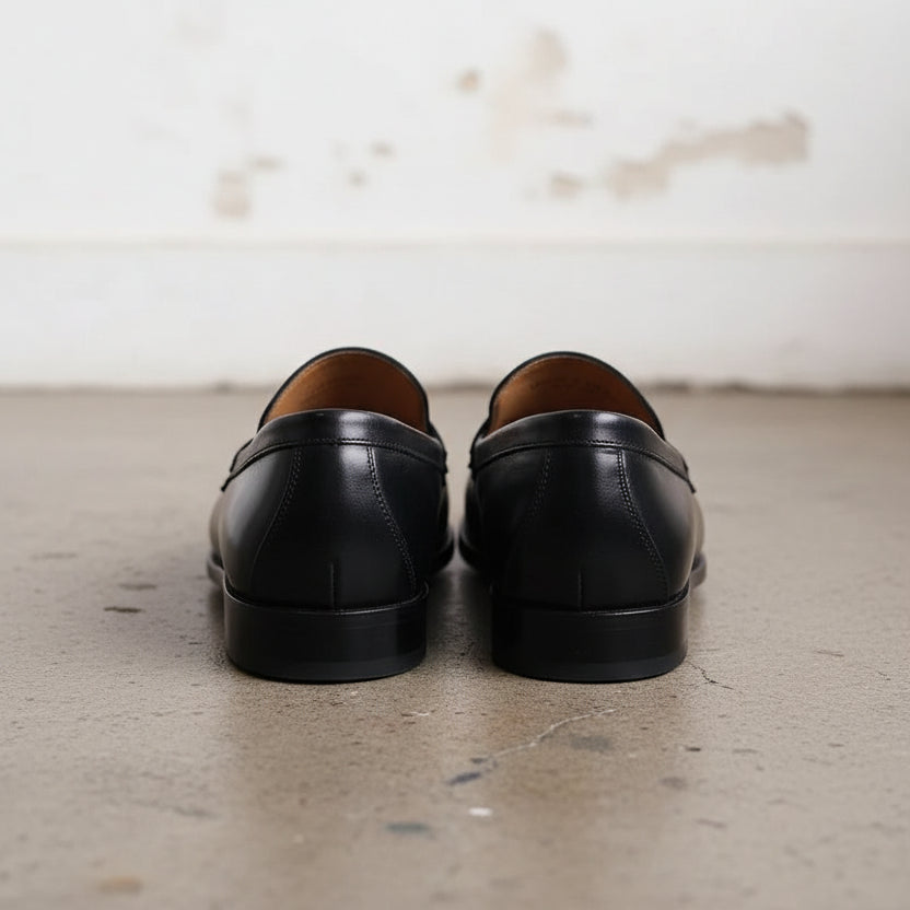Handmade Mens brown leather moccasins, Men brown dress shoes, Gift for him - back-view