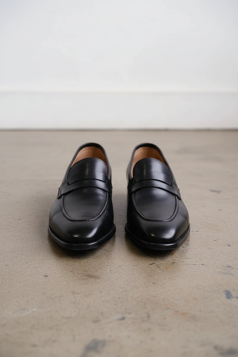 Handmade Mens brown leather moccasins, Men brown dress shoes, Gift for him - front-view