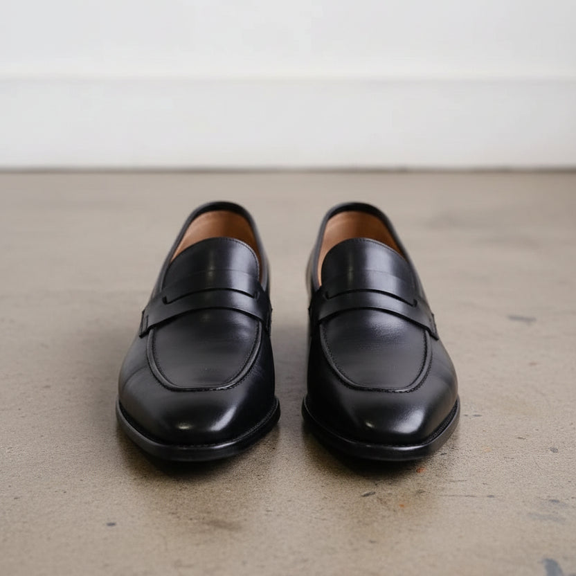 Handmade Mens brown leather moccasins, Men brown dress shoes, Gift for him - front-view