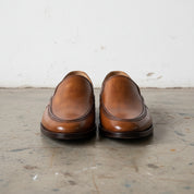 Handmade Mens brown leather moccasins shoes, Men brown leather loafer - front-view