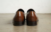 Handmade Mens brown leather tassels moccasins loafer dress shoes - back-view