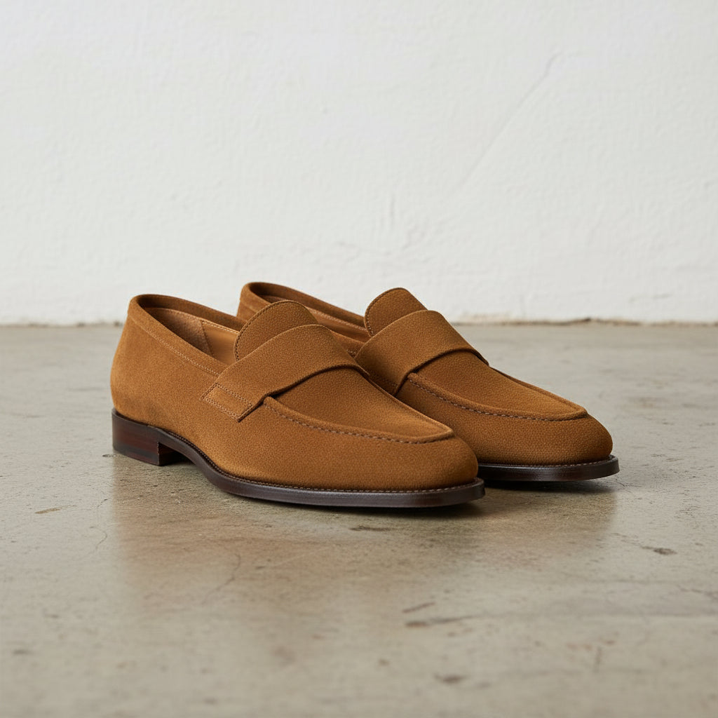 Handmade Mens brown moccasins, Men dress shoes, mens penny loafer, Men shoe - angle-view-showing-depth