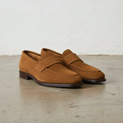 Handmade Mens brown moccasins, Men dress shoes, mens penny loafer, Men shoe - angle-view-showing-depth