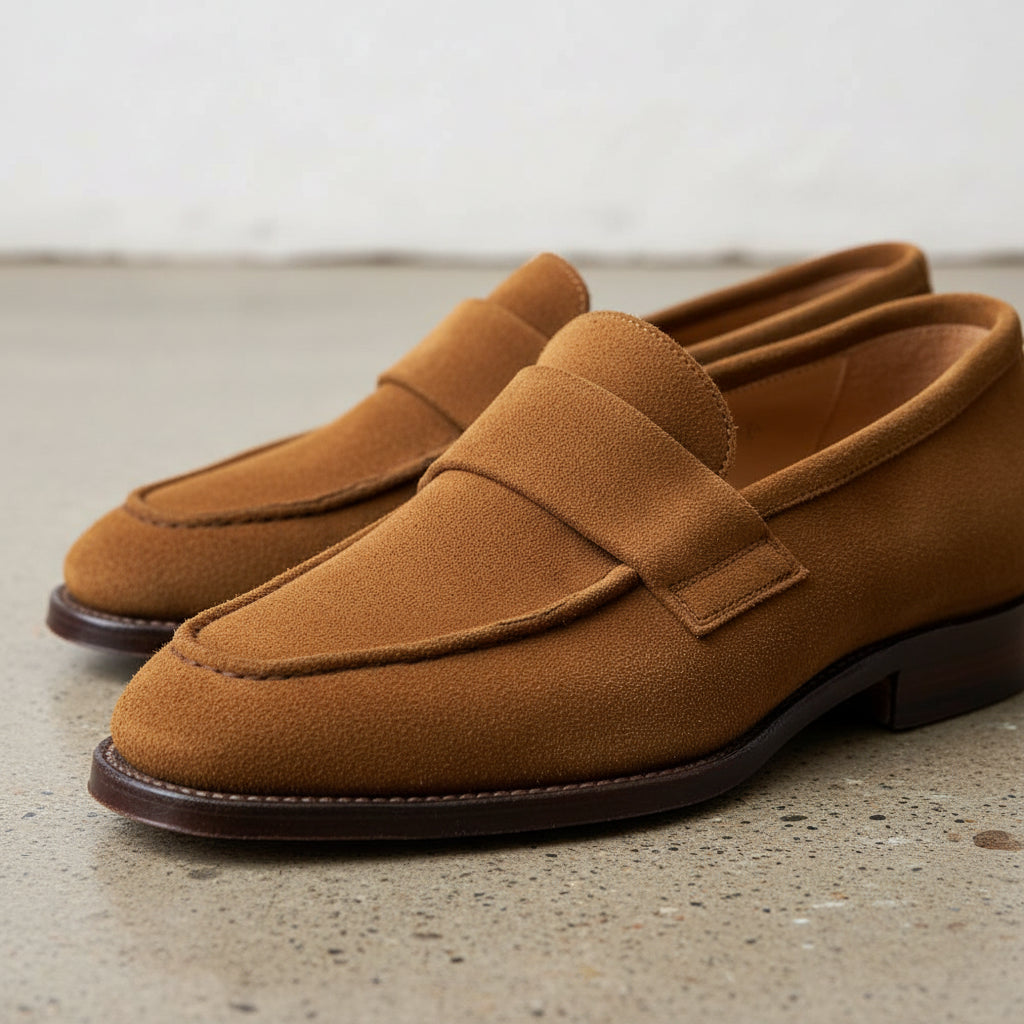 Handmade Mens brown moccasins, Men dress shoes, mens penny loafer, Men shoe - detail-view-showing-texture