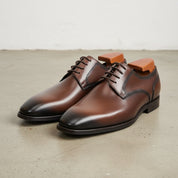 Handmade Mens Brown Oxford dress shoes, Men brown leather derby shoes - 3-4-right-view