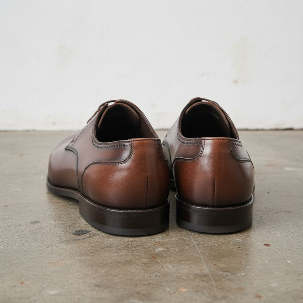 Handmade Mens Brown Oxford dress shoes, Men brown leather derby shoes - back-view