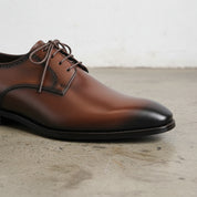 Handmade Mens Brown Oxford dress shoes, Men brown leather derby shoes - detail-view-showing-texture