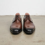 Handmade Mens Brown Oxford dress shoes, Men brown leather derby shoes - front-view