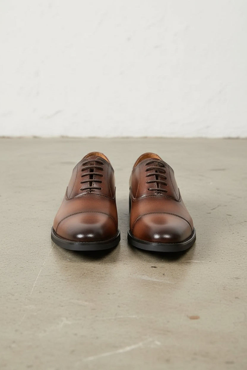 Men's Brown Leather Oxford Dress Shoes US 9 / Brown Men's Brown Leather Oxford Dress Shoes US 9 / Brown