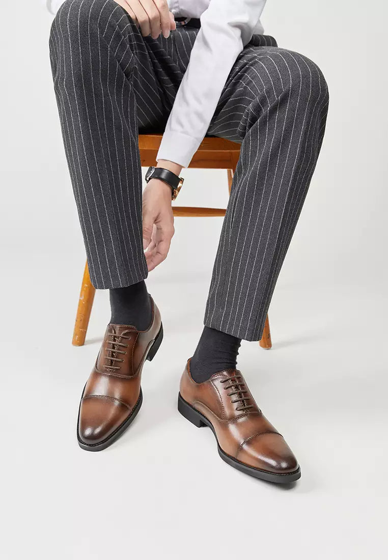 Dark Brown Shoes Oxford Grey Suit Leather Oxford Dress Shoe With