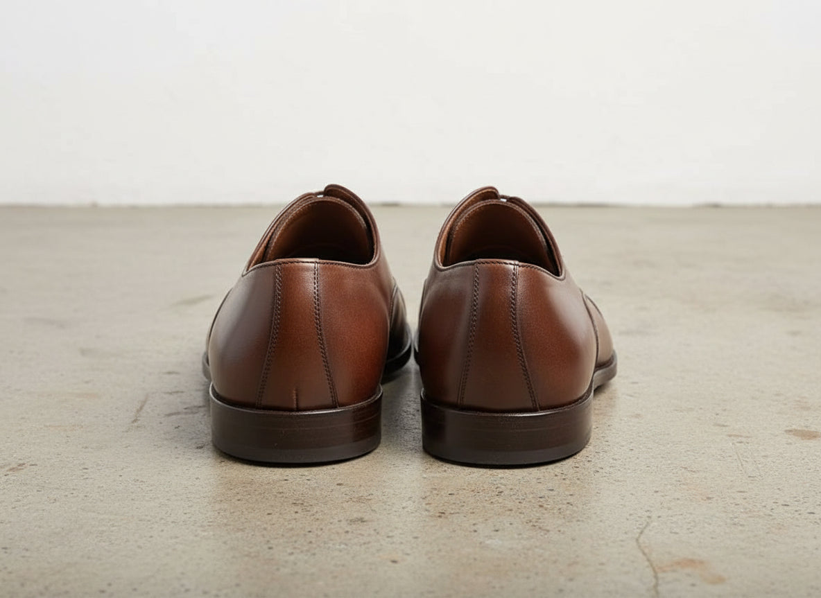 Handmade Mens brown Oxfords leather dress shoes, Men formal lace up shoes - back-view