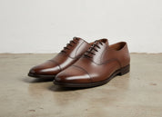 Handmade Mens brown Oxfords leather dress shoes, Men formal lace up shoes - front-view