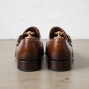 Handmade Mens brown oxfords shoes, Men double buckle leather shoes - back-view