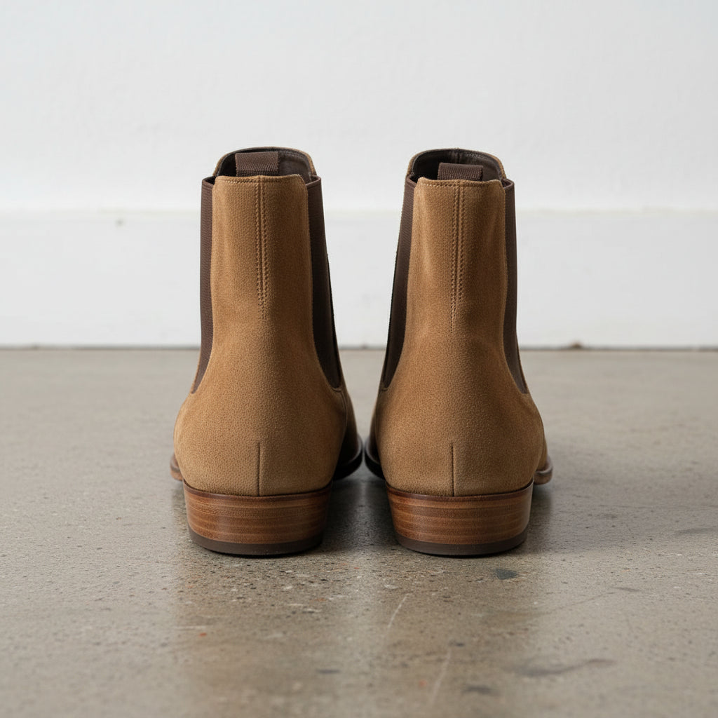 Handmade Mens brown suede chelsea boots, Men dress boots, ankle boots men - back-view