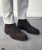 Handmade Mens brown suede dress boots, Men brown formal boot, Ankle boots - angle-view-showing-depth