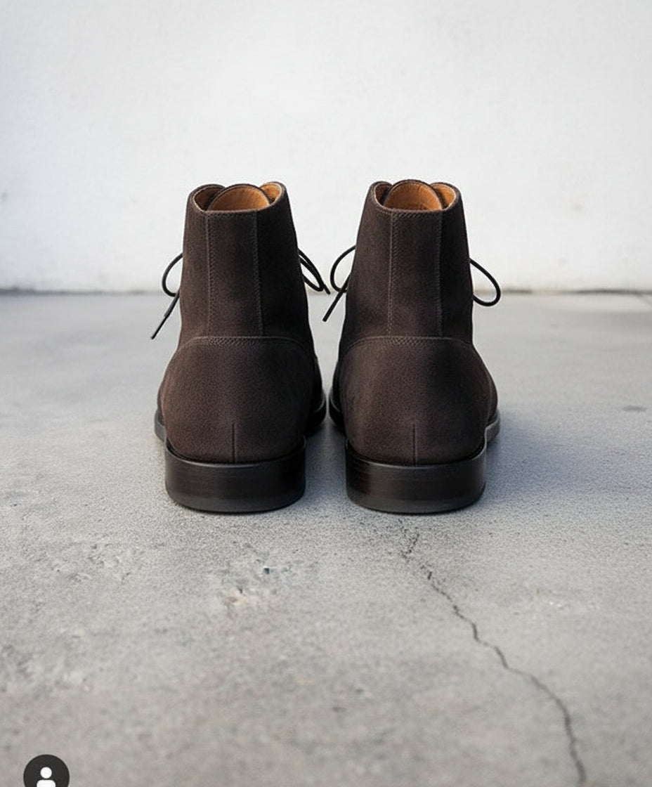 Handmade Mens Brown Suede Dress Boots, Men Brown Formal Boot, Ankle