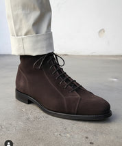 Handmade Mens brown suede dress boots, Men brown formal boot, Ankle boots - detail-view-showing-texture