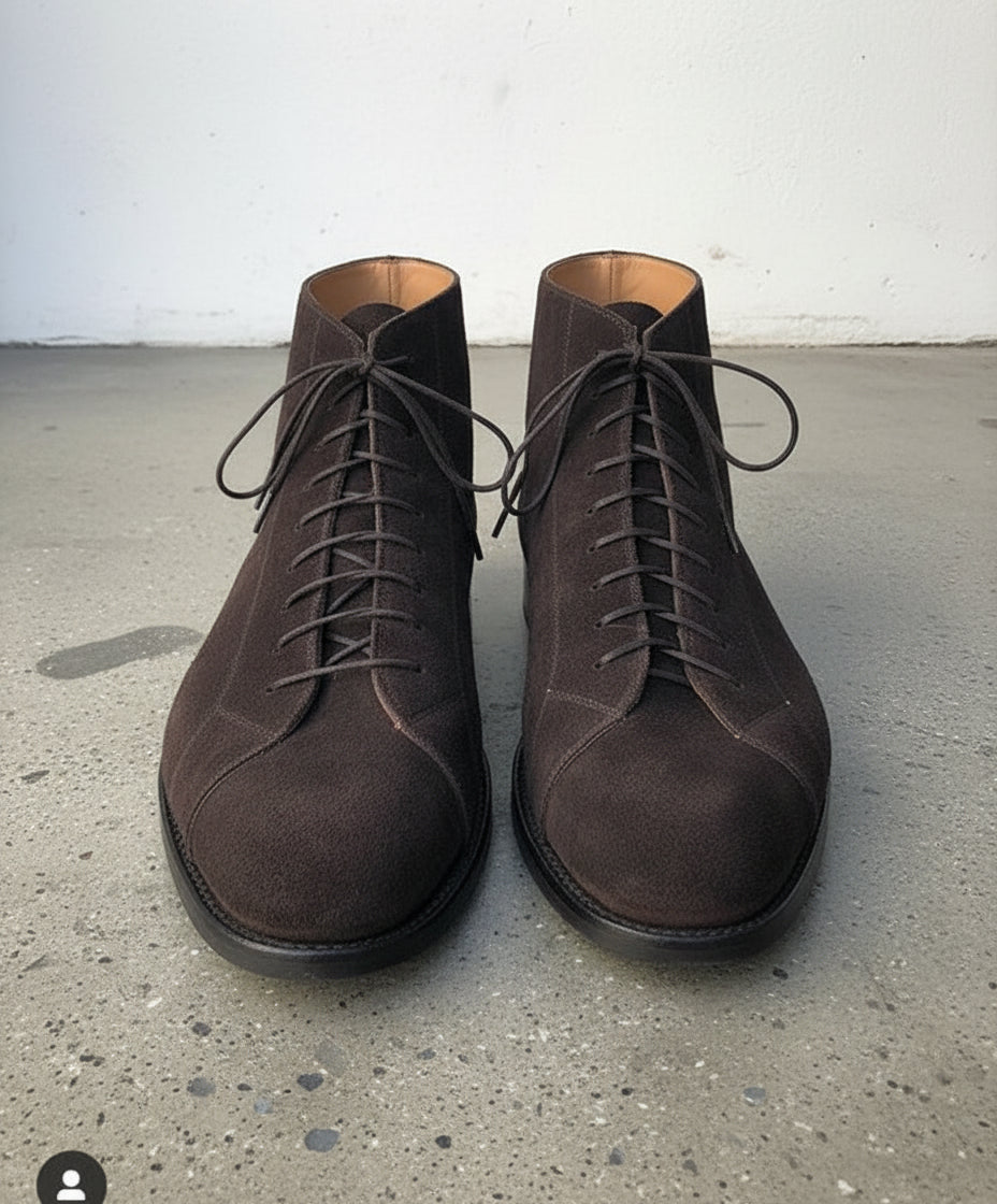 Handmade Mens brown suede dress boots, Men brown formal boot, Ankle boots - front-view