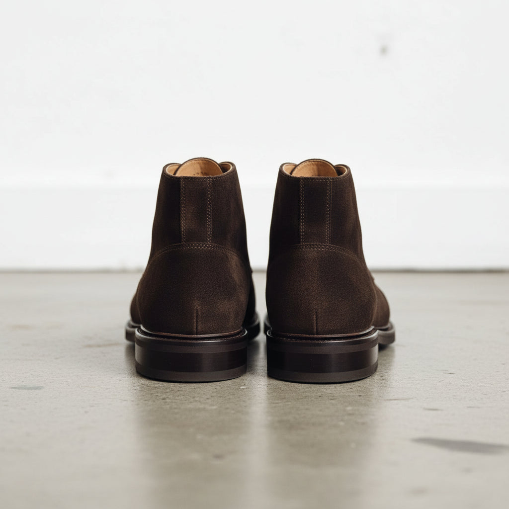 Men's Dark Brown Cap-Toe Suede Ankle Boots