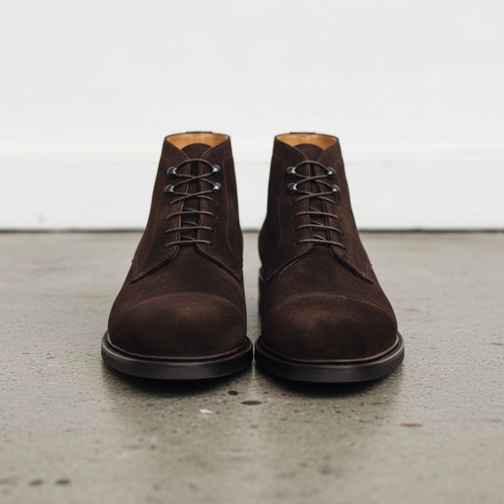 Handmade Mens brown suede dress boots, Men Oxfords formal boot, Ankle boots - front-view