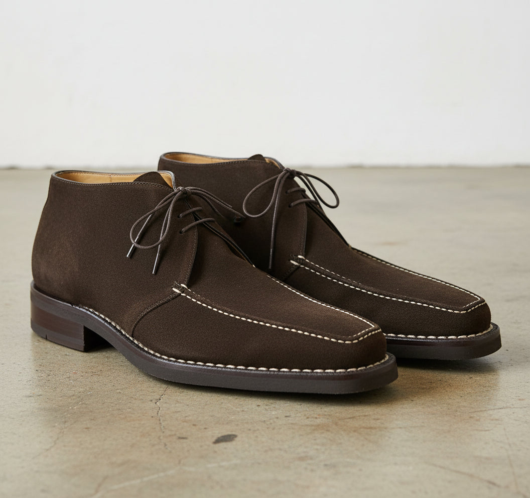 Handmade Mens Brown suede dress shoes, Men brown oxfords dress shoes - 3-4-right-view