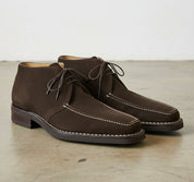 Handmade Mens Brown suede dress shoes, Men brown oxfords dress shoes - 3-4-right-view