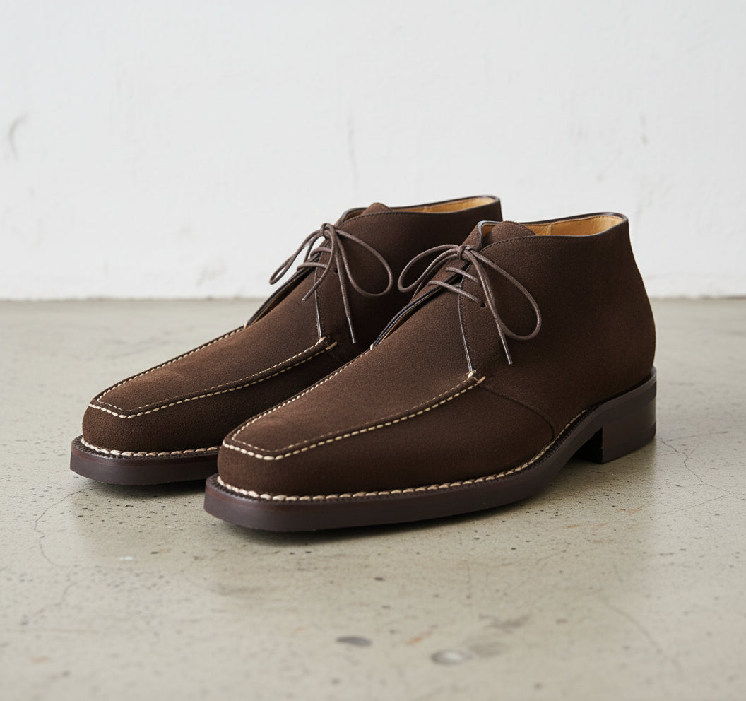 Handmade Mens Brown suede dress shoes, Men brown oxfords dress shoes - angle-view-showing-depth