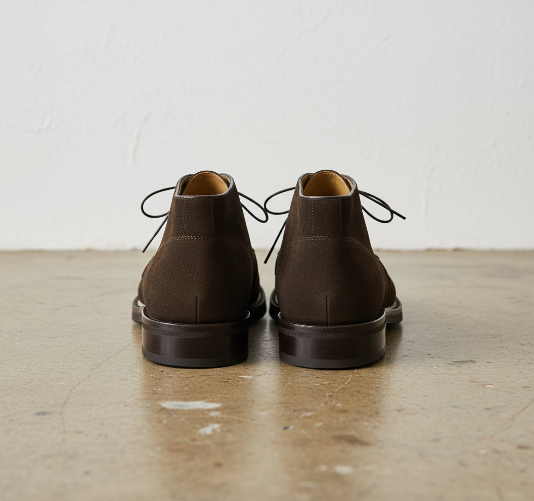 Handmade Mens Brown suede dress shoes, Men brown oxfords dress shoes - back-view