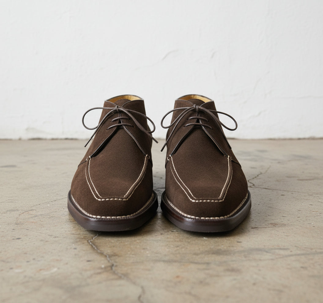 Handmade Mens Brown suede dress shoes, Men brown oxfords dress shoes - front-view