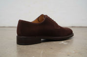 Handmade Mens Brown Suede formal derby shoes, Men Brown suede dress shoes - detail-view-showing-texture