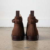 Handmade Mens brown suede Jodhpurs boot, Men brown suede ankle strap boots - back-view