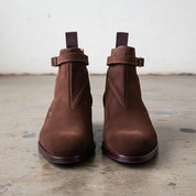 Handmade Mens brown suede Jodhpurs boot, Men brown suede ankle strap boots - front-view