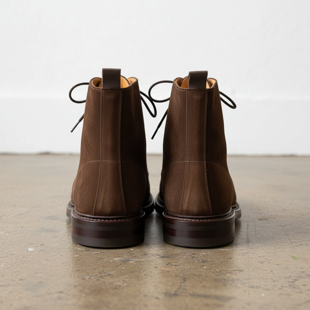 Handmade Mens brown suede lace up ankle boots, Men brown dress boots - back-view