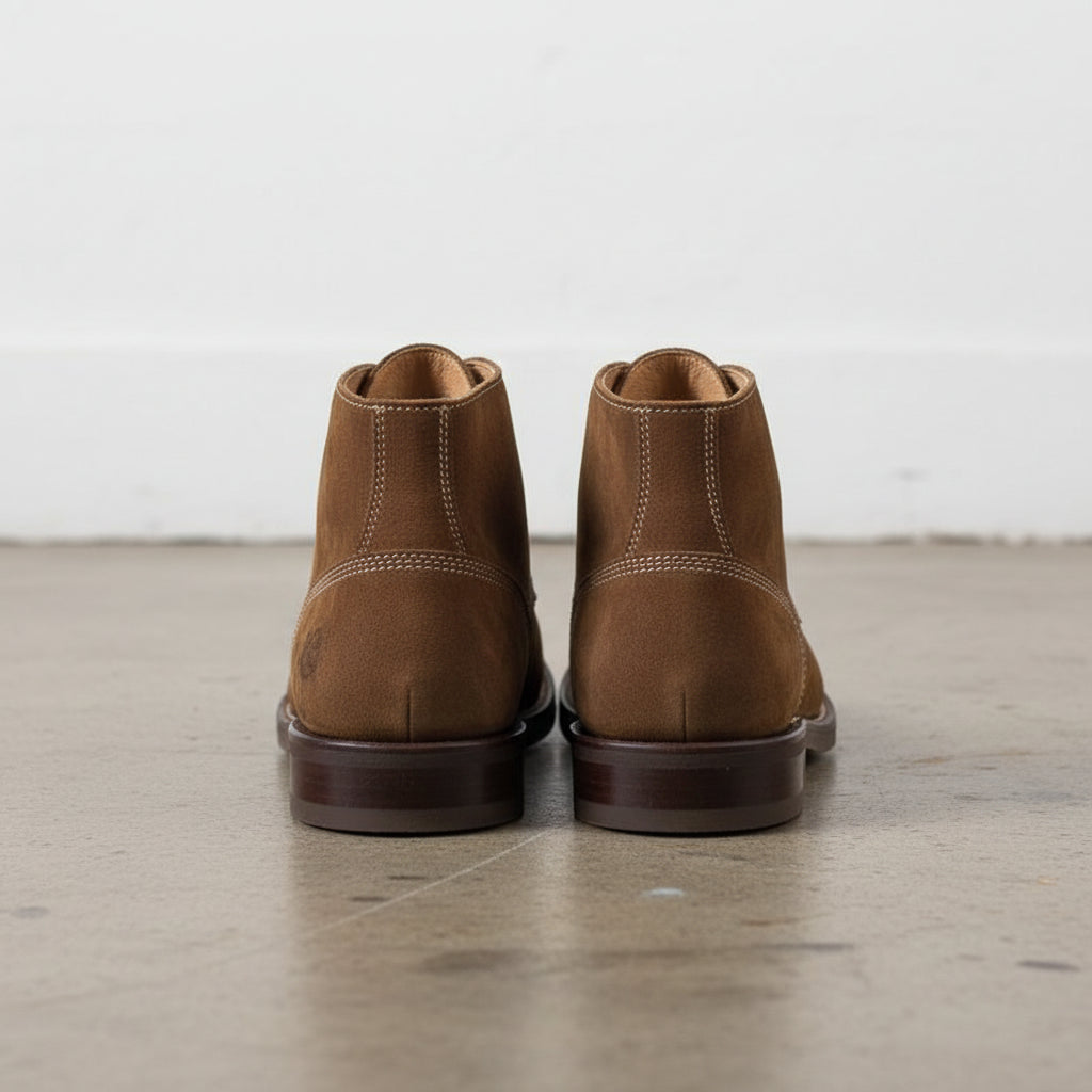 Handmade Mens brown suede lace up ankle boots, Men brown casual boots - back-view