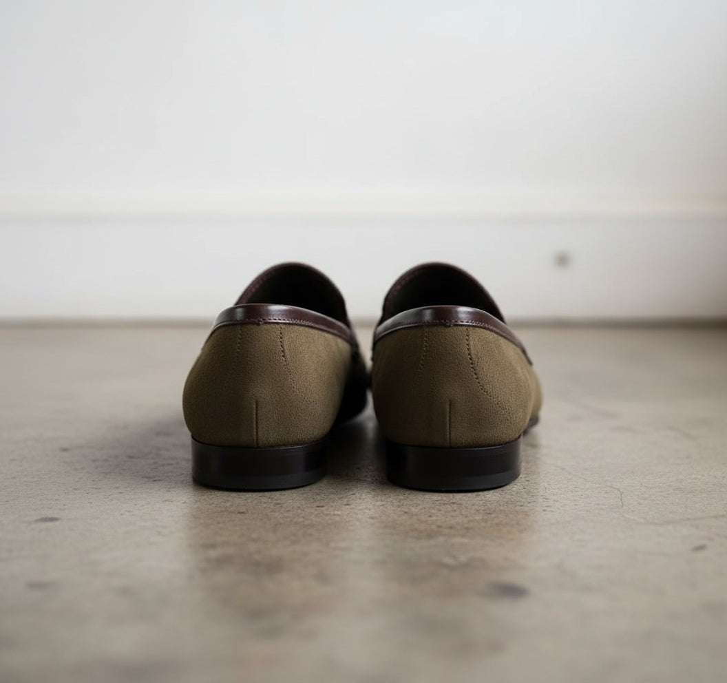 Handmade Mens brown suede moccasins, Men brown suede shoes Loafer, Men shoe - back-view