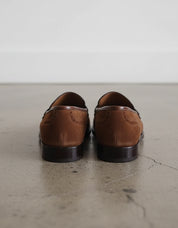 Handmade Mens brown suede moccasins, Men dress shoes, mens penny loafer - back-view